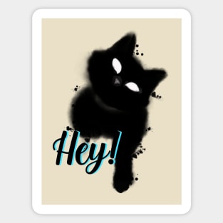 Black cat: hey! Sticker